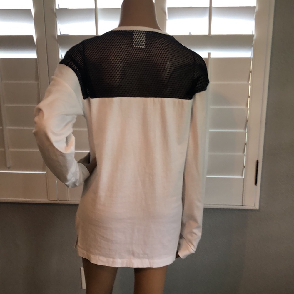 NWOT PINK New York City checkered print mesh accent long sleeve tee RARE - Picture 4 of 8